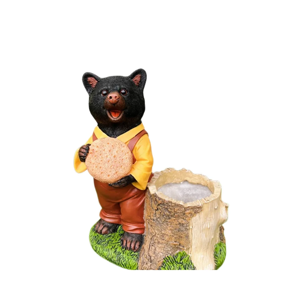 *qa Rustic Animal Planter Resin Hedgehog Bear Flower Pot Outdoor Garden Decor Succulent Planter for Patio Balcony Landscaping#