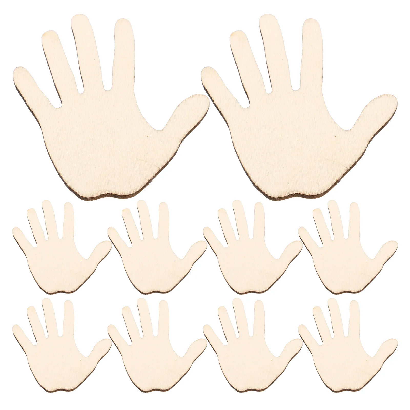 10Pcs DIY Wooden Hand Palm Cutouts Unpainted Blank Craft Wood Chips for Home Decor Wedding Party Supplies Classroom Art Projects