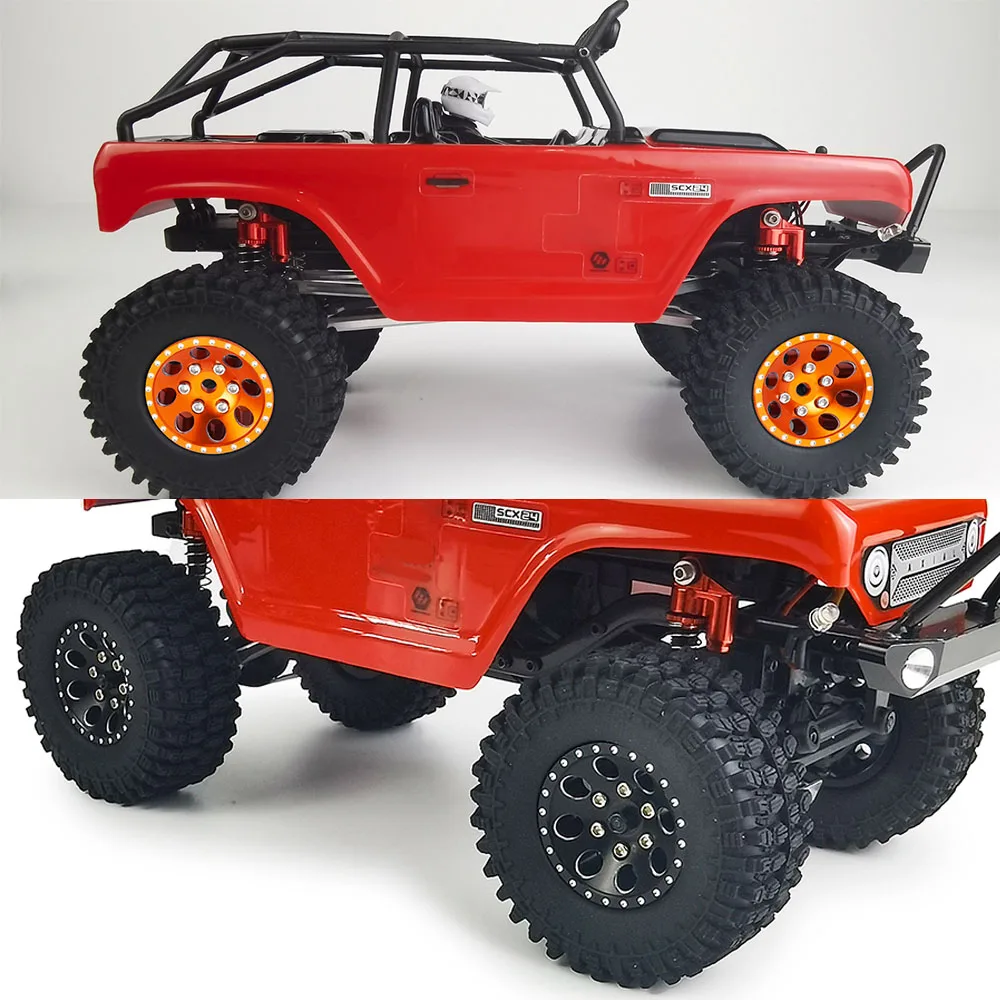 MIBIDAO 4 pezzi 1.0 pollici in lega di alluminio Beadlock mozzo ruota cerchi per Axial SCX24 1/24 TRX4M 1/18 RC Crawler modello di auto parti di aggiornamento