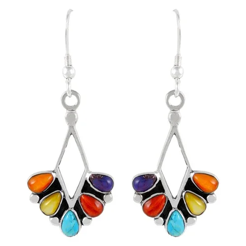 New Vintage Multicolor Stone Indian Jewelry Dangle Earrings for Women Retro Ethnic Tribal Drop Earring Statement Accessories