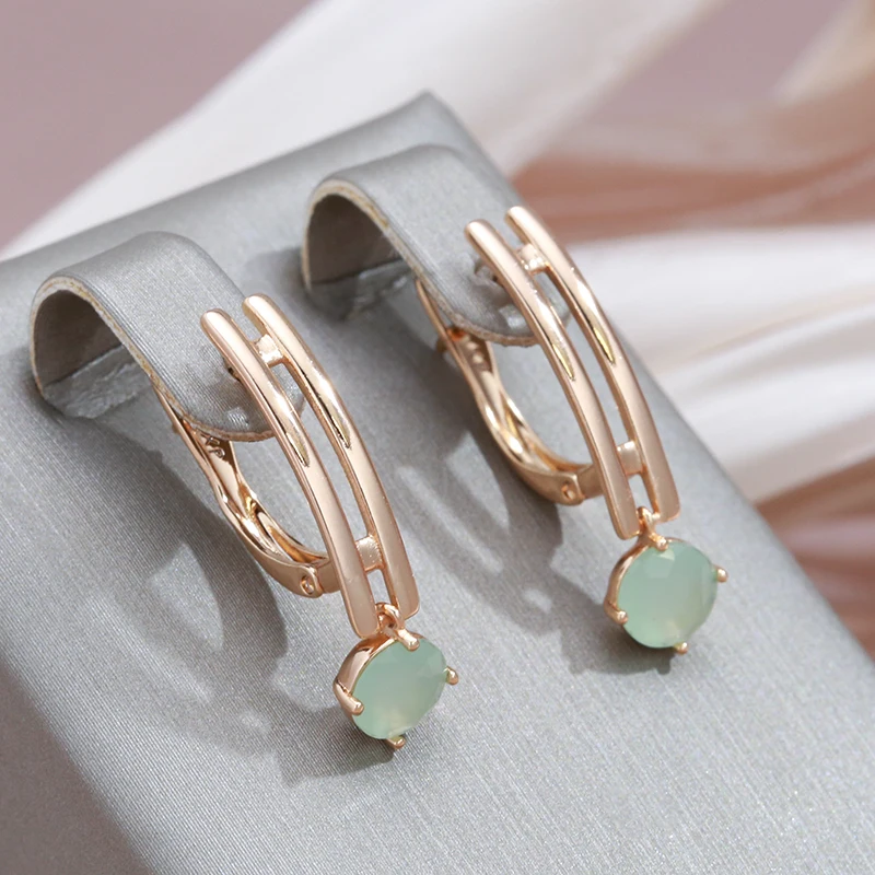 SYOUJYO Water Drop Emerald Green Natural Zircon Earrings For Women 585 Rose Gold Color Wedding Jewelry Luxury Dangle Earrings