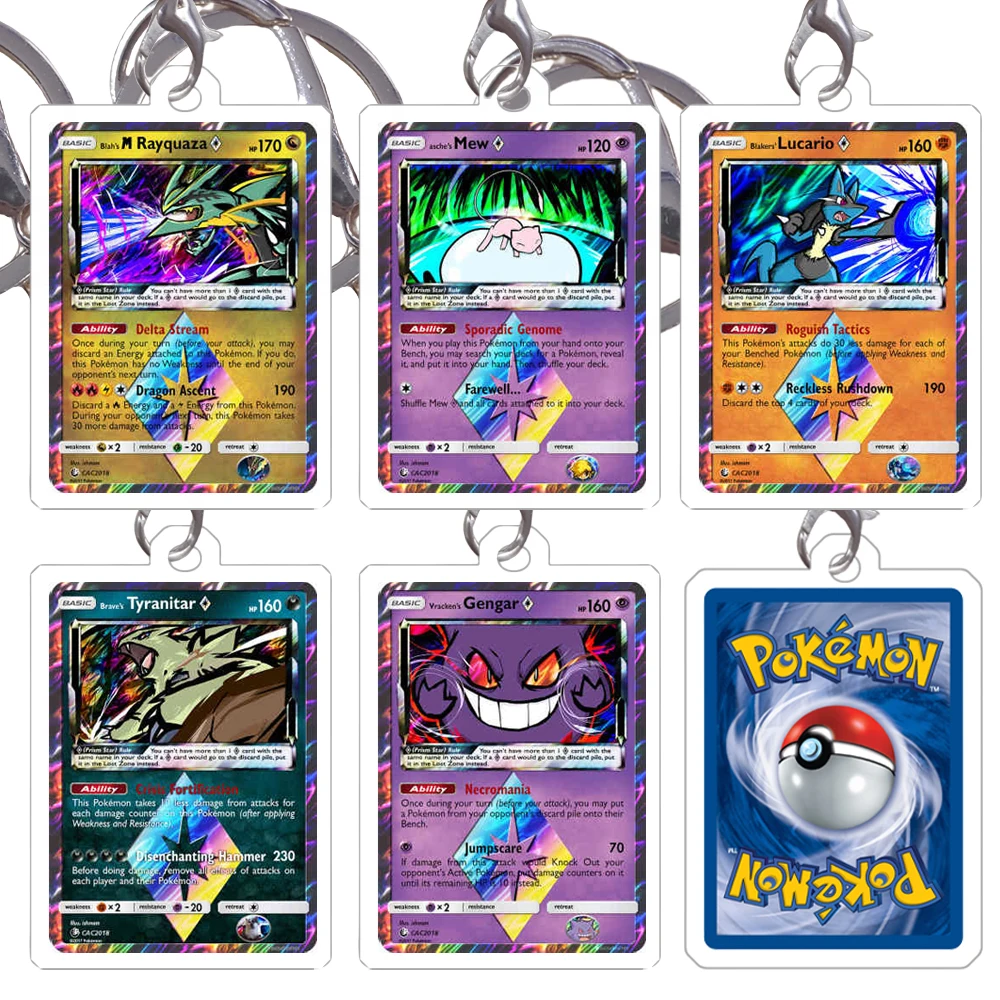 Pokemon Acrylic Small Cards Hand Drawn Series Magikarp Gengar Rayquaza Keychain Pendant Anime Game Characters Self Made Pendant