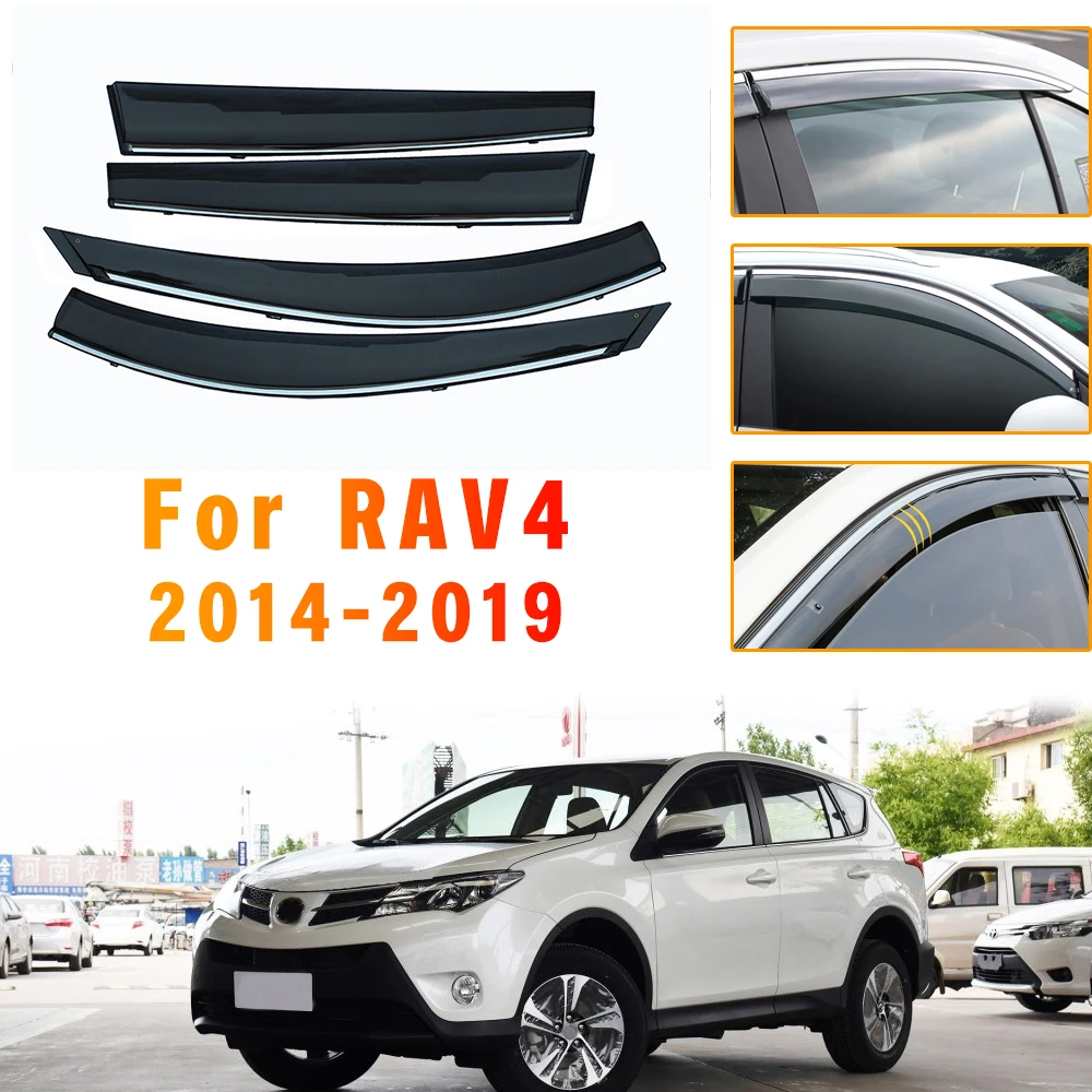 Car Styling  Window Sun Rain Visor Deflector Guard For Toyota RAV-4 2014 2015 2016 2017 2018 2019 XA40 Car Accessories 4pcs