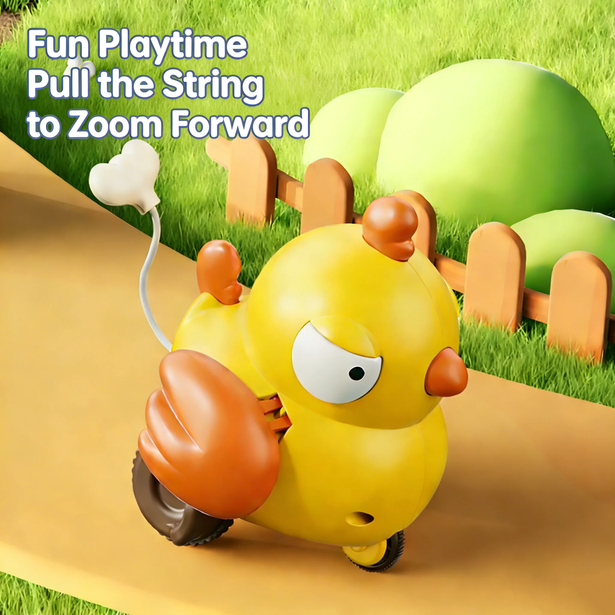 Cartoon Wind-Up Chain Toy Car for Kids - Educational Pull-String Toy (Chick, Bird, Duck) for Boys and Girls