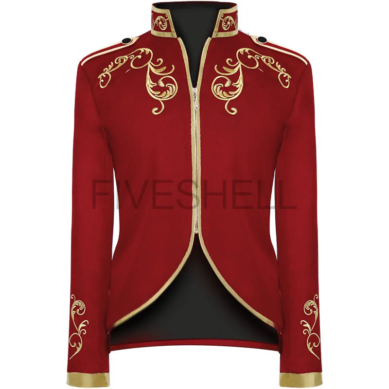 Medieval Cosplay Golden Embroidery King Prince Renaissance Halloween Costumes Jacket Outwear Top Suit Red Black Blue White