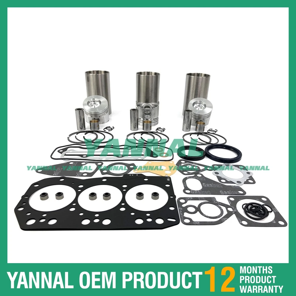 Cylinder Liner Kit With Gasket Set For Yanmar 3TNC80 Excavator Engine Parts