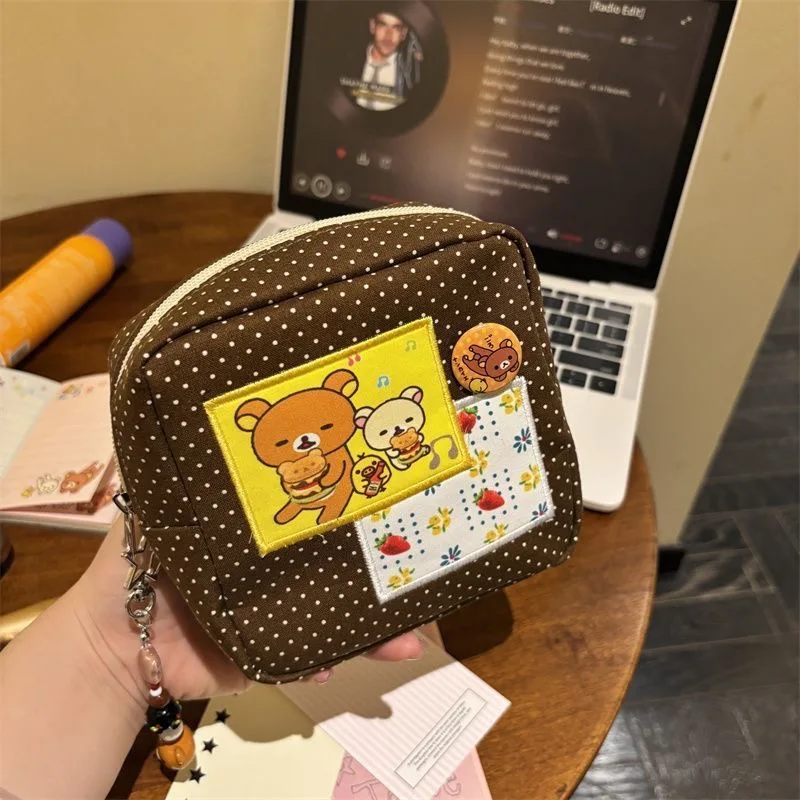 

New Original Embroidered Cartoon Bear Passport Bag Versatile Large-capacity Document Storage Bag Portable Travel Cute Coin Purse
