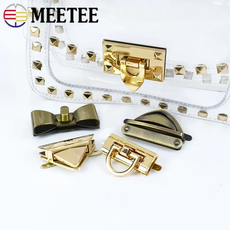 2Pcs Meetee Bag Clasp Clip Buckle Metal Turn Lock Closures for Handbag Purse Hardware Clasps Making Supplies Accessories