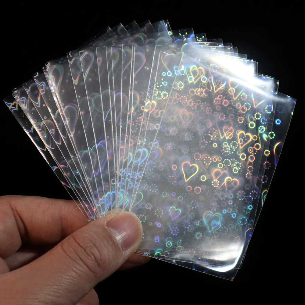 100Pcs Heart Foil Card Sleeves Trading Card Sleeves Korea Cards Spark Photocards Protectors