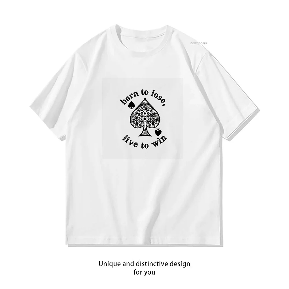 T-shirt Spade Motivation Born to Lose Live to Win, design décontracté en coton à manches courtes pour hommes et femmes
