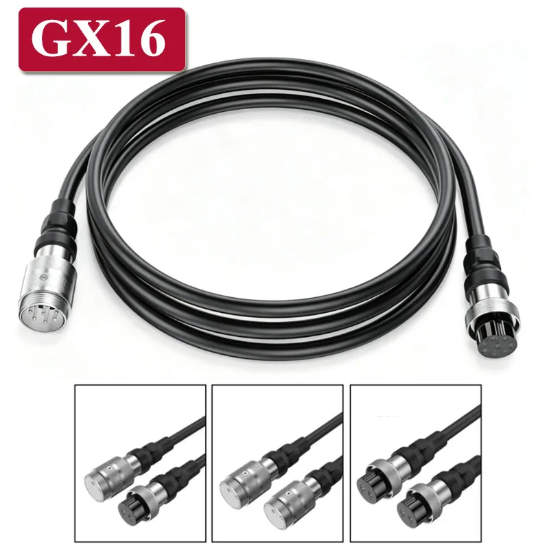 GX16 Aviation Head Extension Cable Male to Female 2 3 4 Pin 0.5 Square Aviation Plug Shielded Connection Wire Power Cord