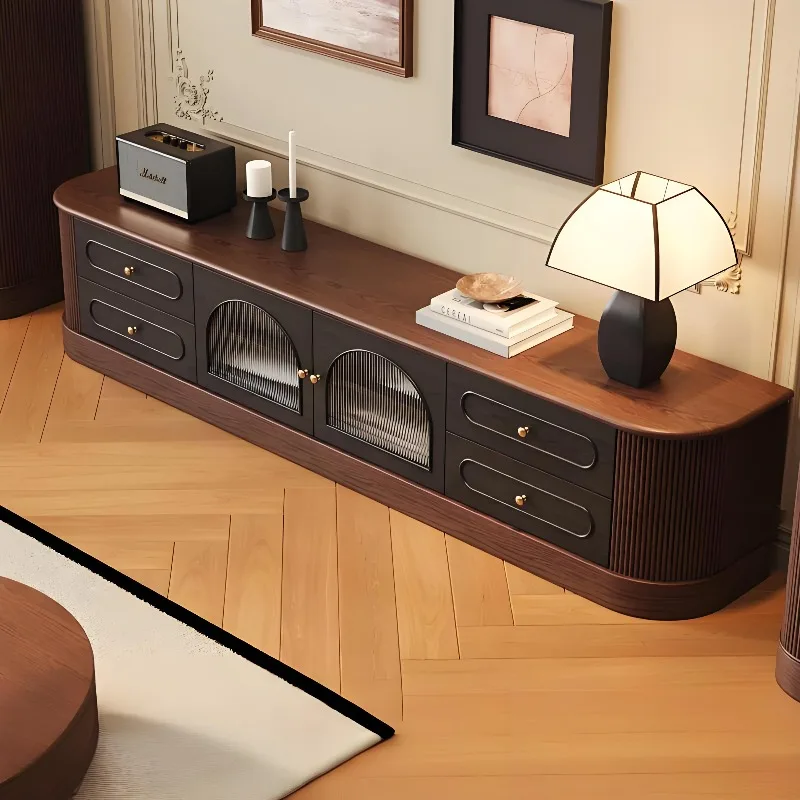 

Французский ретро шкаф для телевизора из цельного дерева, черный американский шкаф для маленькой квартиры, гостиной, дома, шкафчик для хранения, антикварная мебель