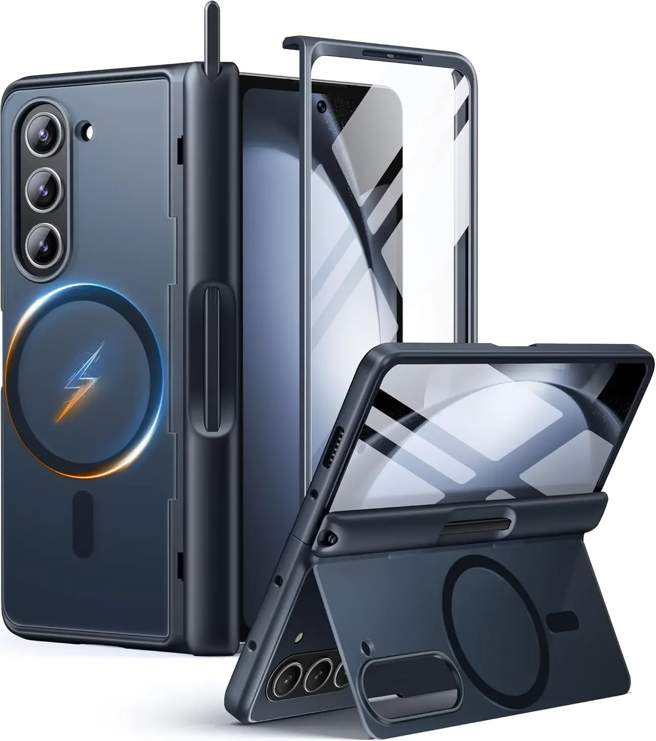 

For Samsung Galaxy Z Fold 5 Case Compatible with Magsafe Built-in Kickstand Hinge Protection Screen Protector Slim Phone Case