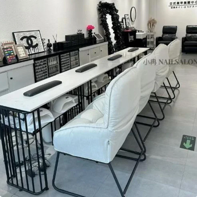 &Japanese Retro Nail Tables Metal Salon Furniture Mesa Manicura Dressing Simple Manicure Table Reception Marble Tabletop