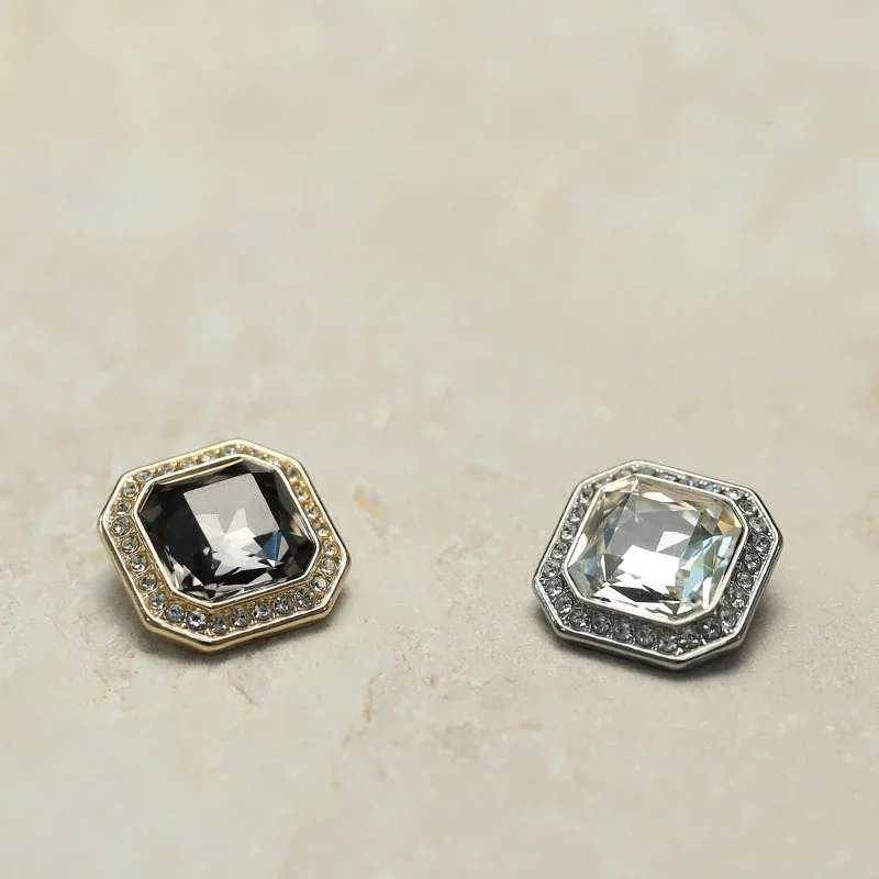 5pcs Fashionable Diamond Buttons 20mm High Quality Square Metal Shank Buttons Clothes Decorative Buttons