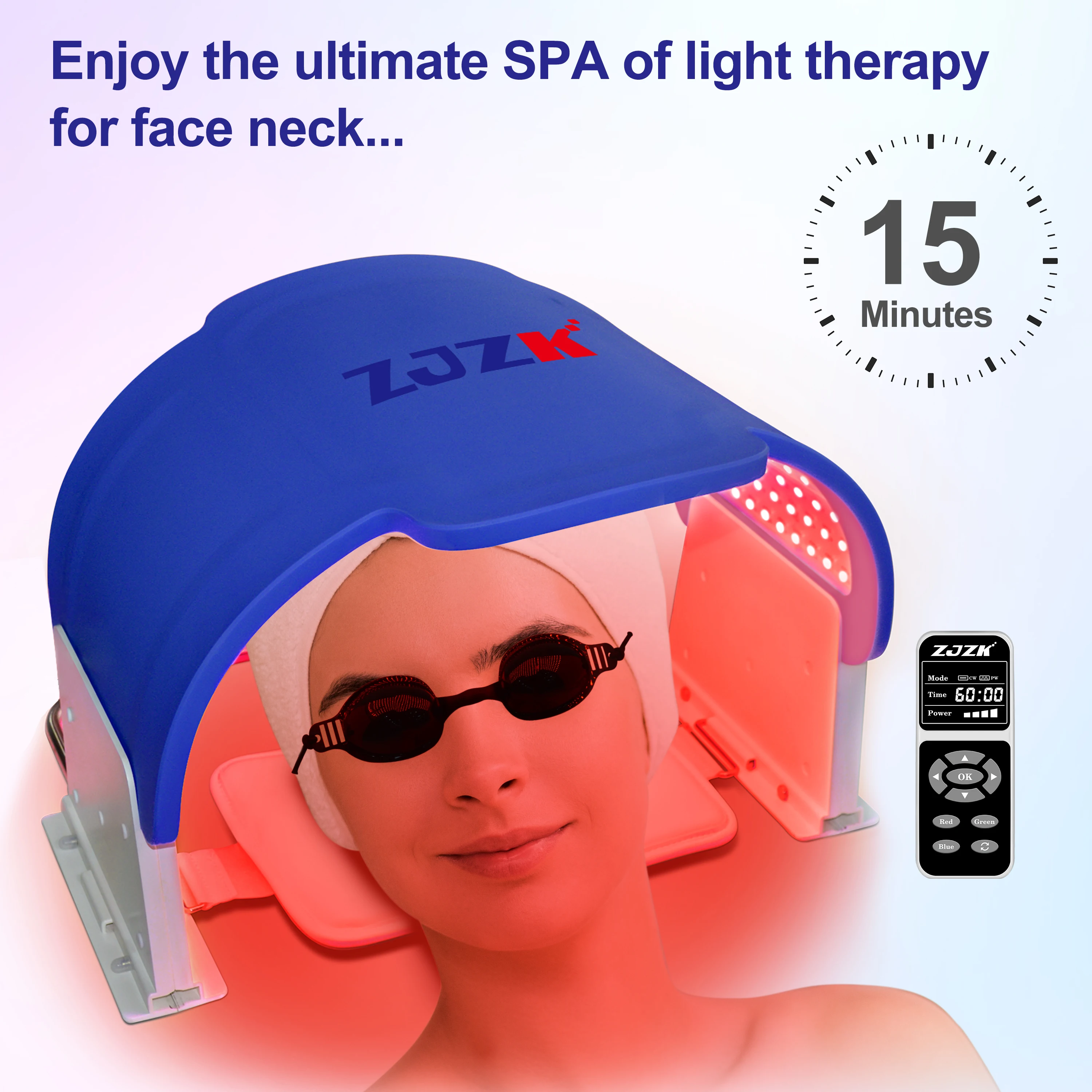 

ZJZK 990 Chips Light Therapy Machine Mask 660nm 850nm 940nm Led Face Light Therapy Red Infrared For Face Brighten Skin Colour