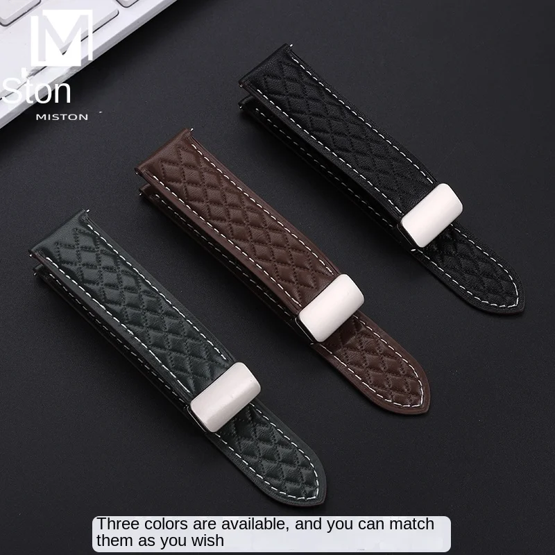 สายหนังลายสก๊อตประดับเพชรขั้นสูง20/22มม. GT4 watch3/4Pro Xiaomi1/2/สี Samsung S3/Galaxy Garmin