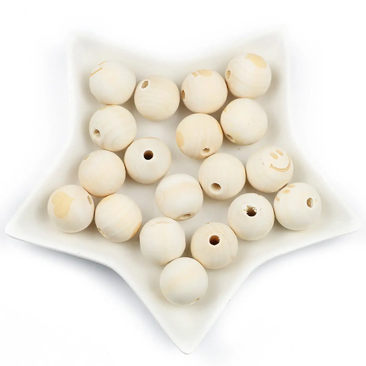 10-20pcs 19.5mm Round Shape Print Wooden Spaced Loose Beads For Jewelry Making Charms Bracelet Necklace Keychain DIY Accessories