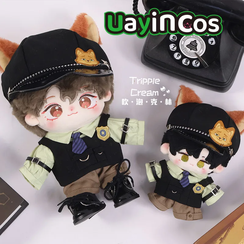 

In Stock 10cm 20cm Doll Clothes Fox Rabbit Police Hat Belt Vest Tie Skirt Clothing Suit Stuffed Plushies Doll Accessories Anime