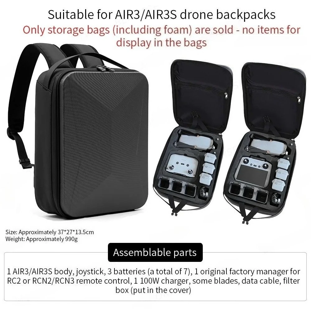 Estuche de transporte para DJI Air 3S Air 3 Fly More Combo, mochila rígida, bolsa de almacenamiento impermeable para accesorios de drones DJI Air 3S