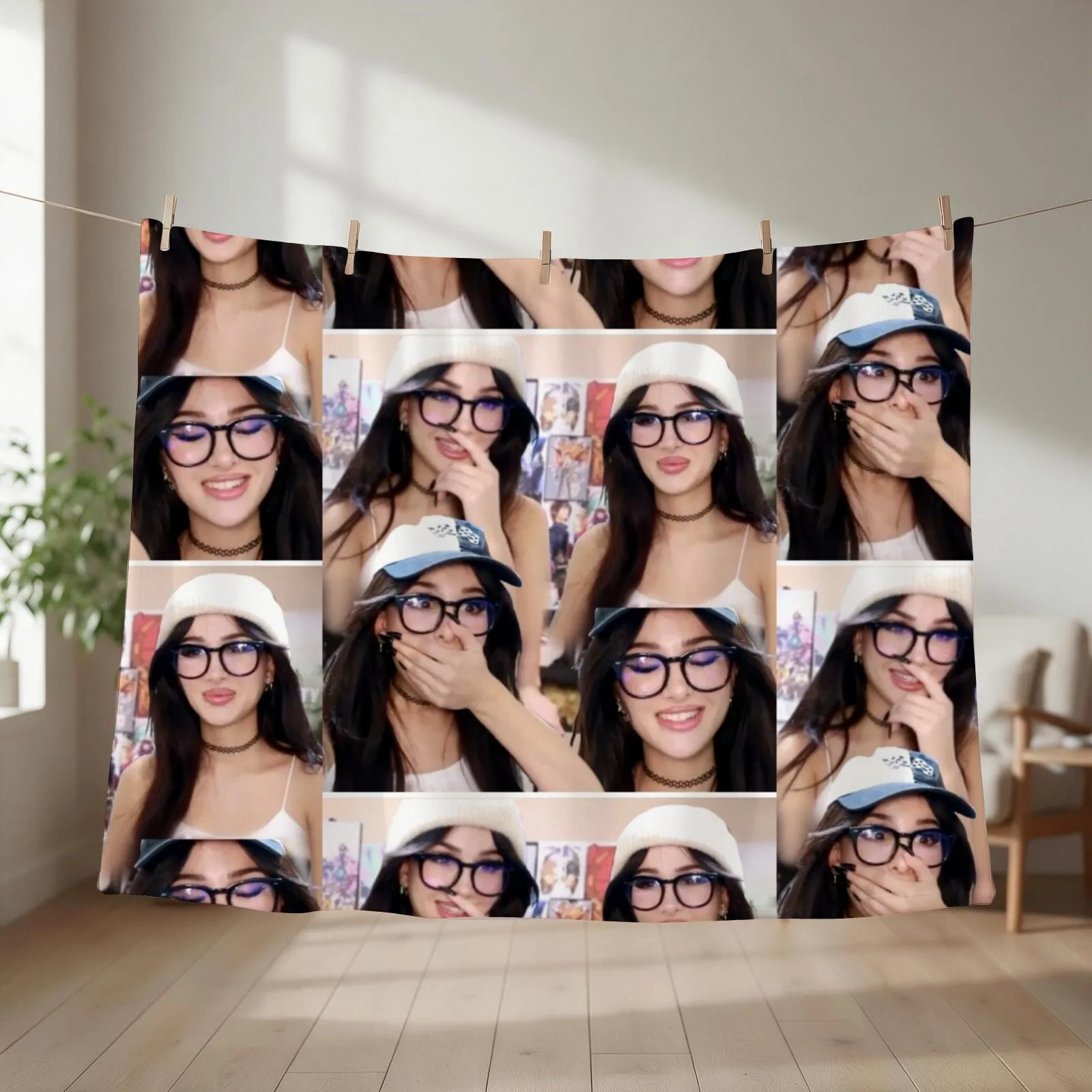 Sssniperwolf collage Throw Blanket couch cozy soft plush fuzzy picnic outdoor blanket