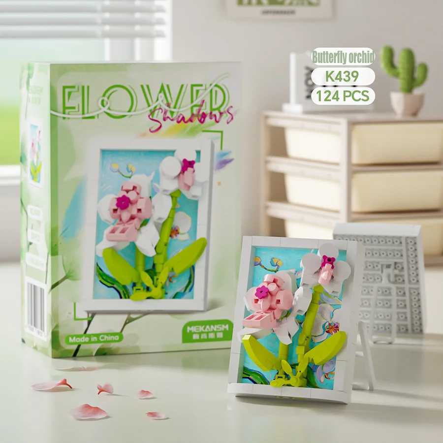 Klocki konstrukcyjne ramka na zdjęcia kwiaty. Czerwona róża, goździk, tulipan. Ramka na zdjęcia klocki konstrukcyjne kwiat dekoracja na biurko