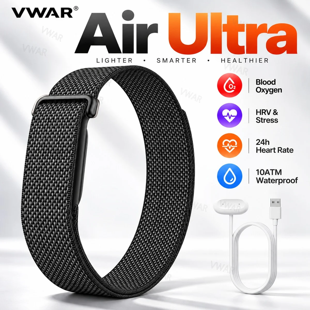 2026 New VWAR Air Ultra Sport Fitness Tracker Blood Oxygen Stress HRV Health Smart Band 10ATM Waterproof 100+ Sport Modes Watch