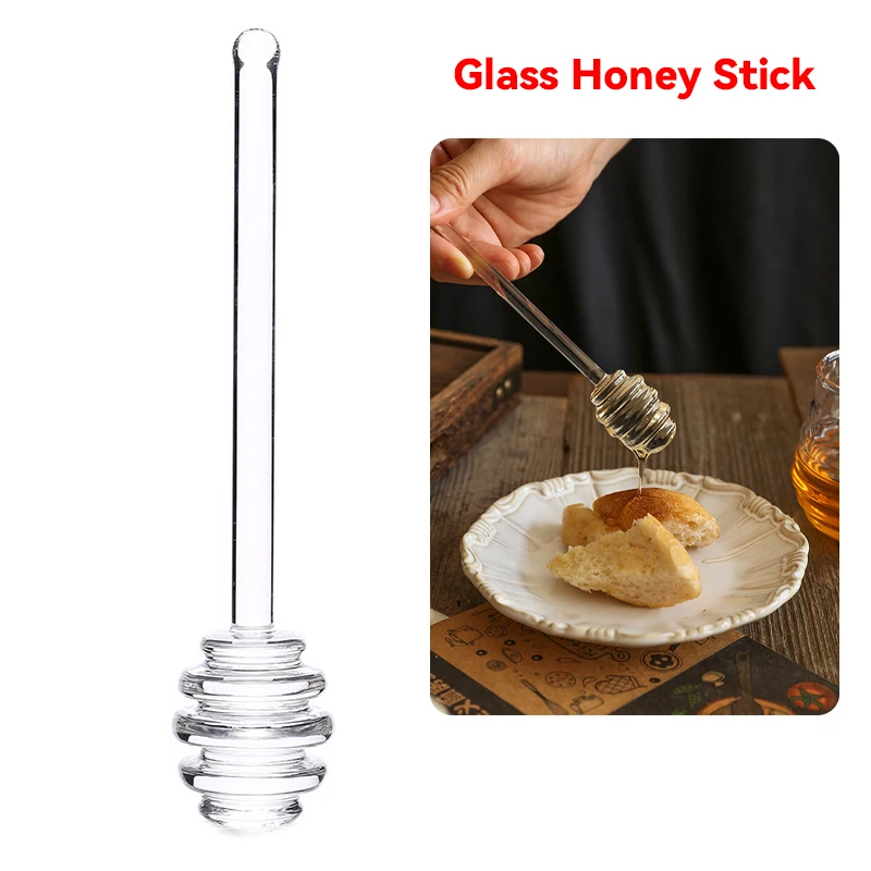 

Transparent Honey Stirring Stick Glass Long Handle Honey Spoon Practical Milk Tea Jam Stirring Bar Multifunction Kitchen Tools