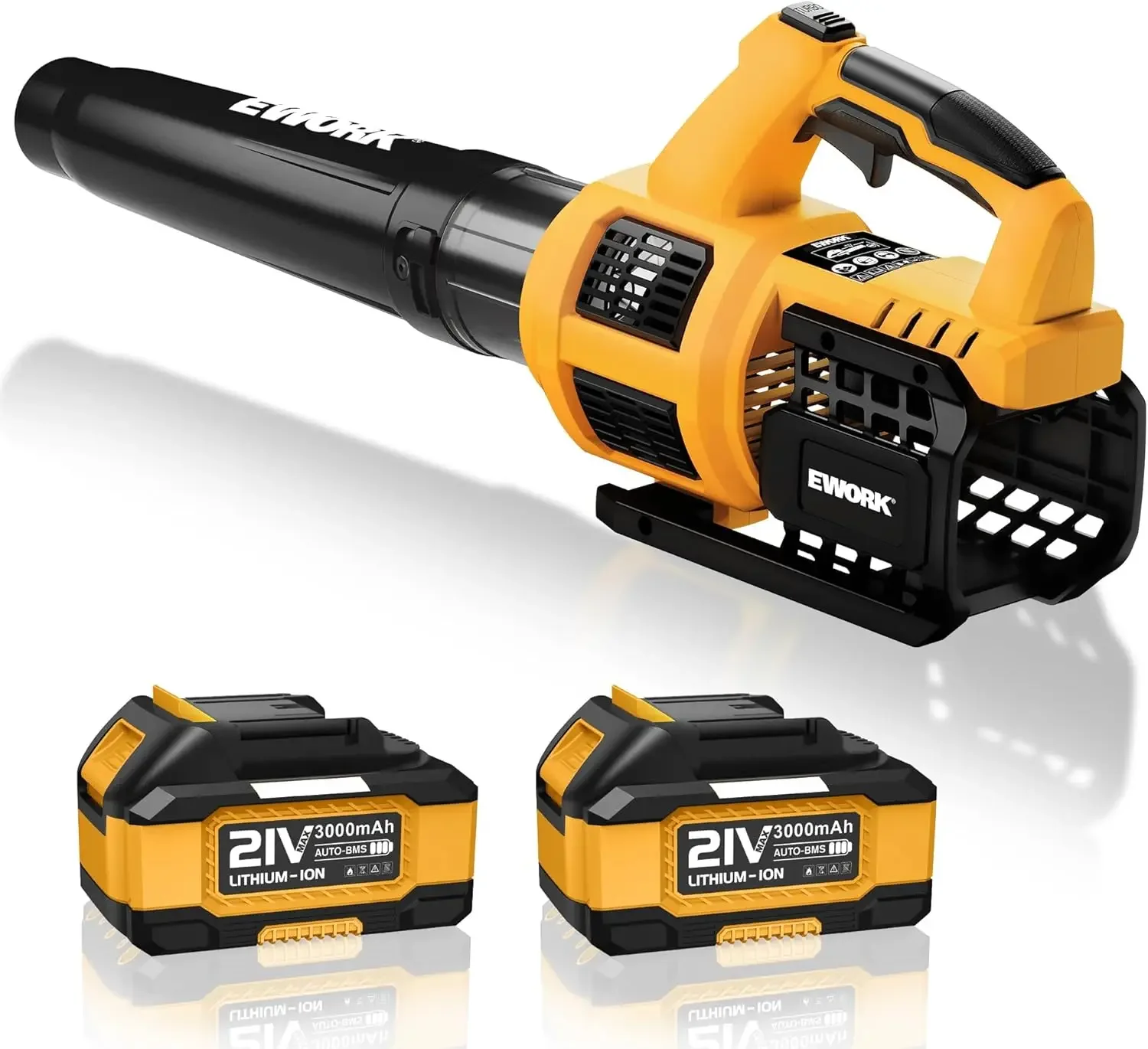 

Cordless Leaf Blower, 21V Electric Handheld with 2X 3.0Ah Batteries & Fast Charger, 550CFM 150MPH Lightweight 3.2Lbs for Lawn