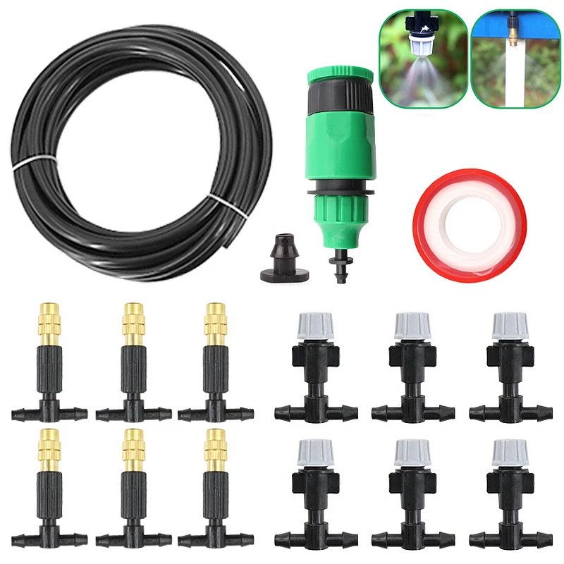 

5-30 Meters Garden Irrigation Suit Agricultural Watering Adjustable Copper Atomizing Nozzle Plant Potted Plants Watering System