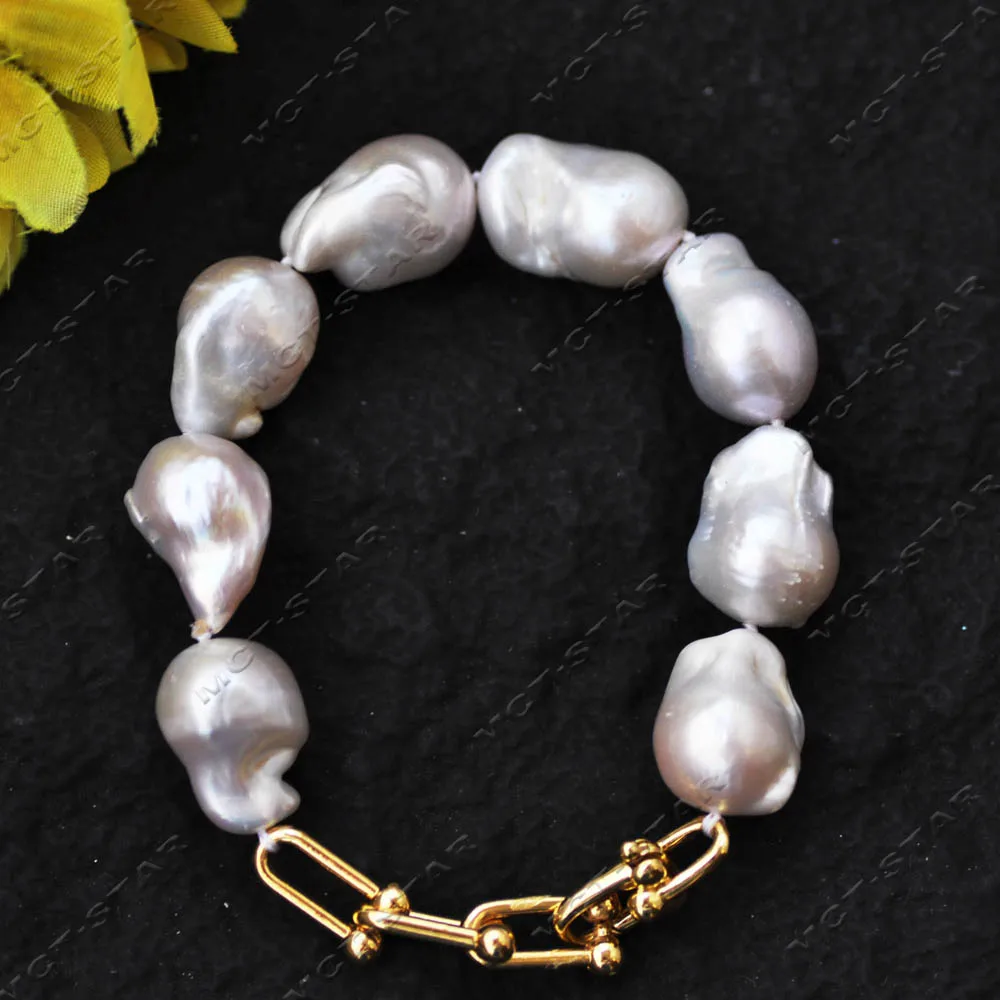 MTC·STAR SET 2 IN 1 26mm White Baroque Pearl SET Necklace Bracelet Earring One Set Endless Ways to Wear It (Z14108)