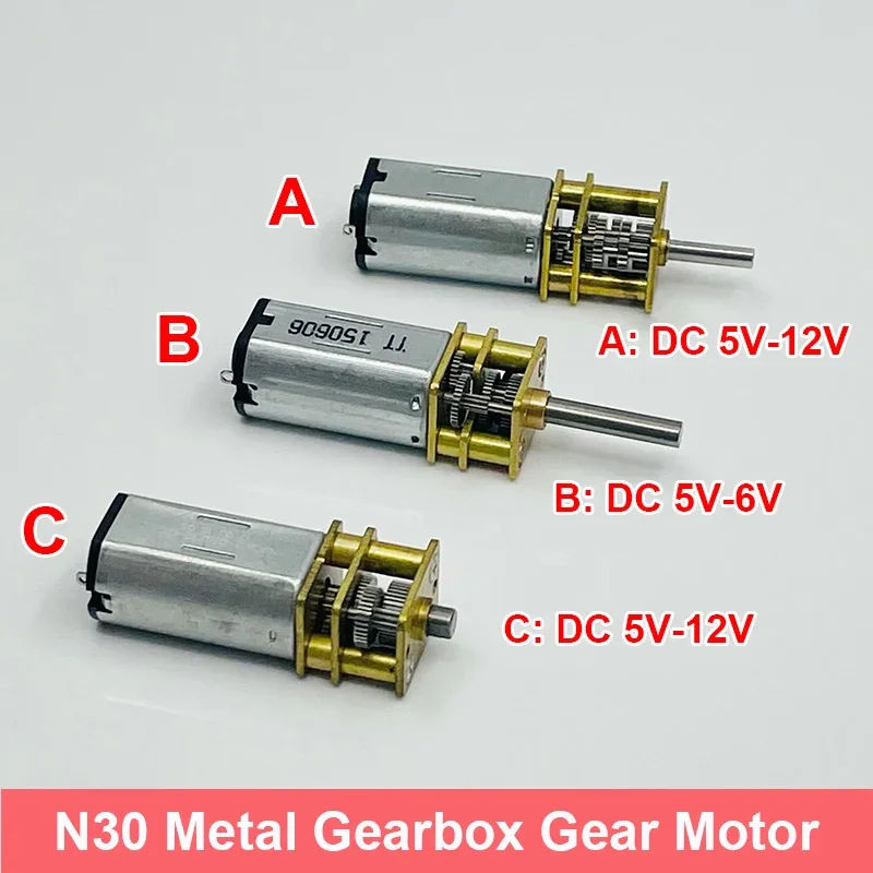 GA12-N30 DC 5V 6V 9V 12V 5RPM/30RPM/50RPM Slow Speed High Torque N30 Full Metal Gearbox Gear Motor