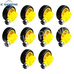 10pcs DC Motor Wheel TT Motor 3-6v Shaft Gear Motor Support Electric Tire Parts for Arduino Robot Intelligent Car Model DIY