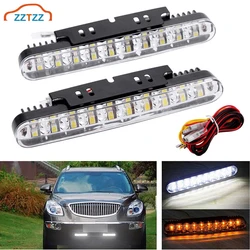 2Pcs/Set  Car SUV Trucks 12V 30 LED Daytime Running Light Driving Lamp White DRL Amber Turn Signal Fog Lamp Bright Strip