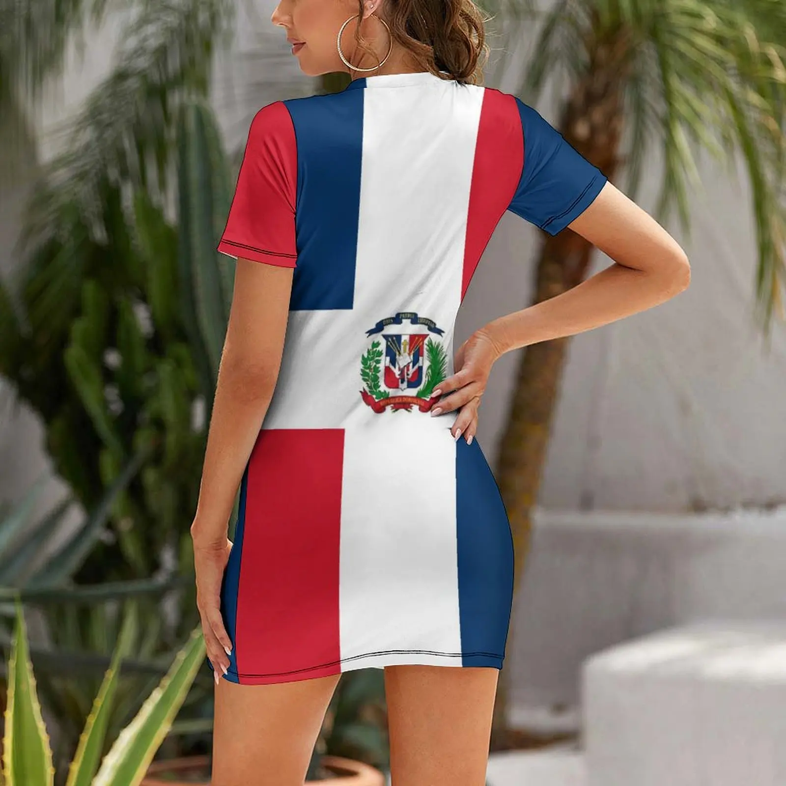 Sexy Dominican Republic Flag Duvet Sticker T-Shirt Cell Phone Case Short Sleeved Dress Nerd  Clubs  Woman\'s Gown Dresses Novelty