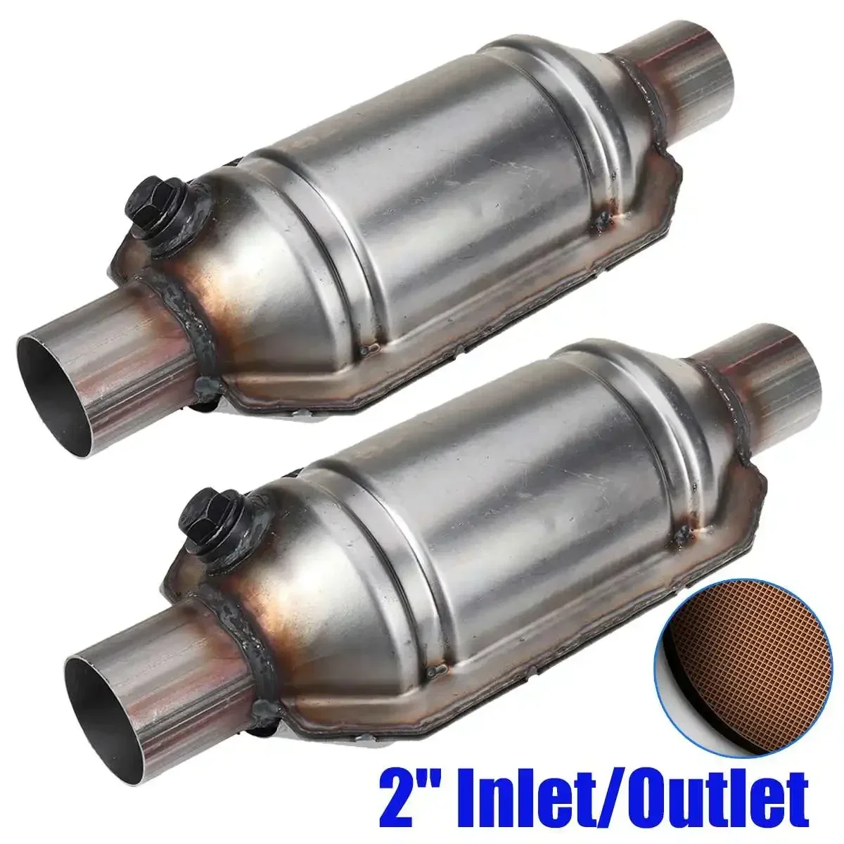 

For 2.0L Car Auto Vehicles Universal 2" 51mm Catalytic Converter Exhaust System High Flow Stainless Steel Catalytic Converter