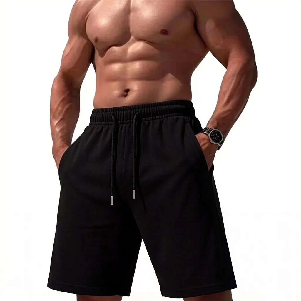 

Мужские летние спортивные шорты-джоггеры для спортзала и офиса, базовые, простые, эластичные, свободные, универсальные, на шнурке, с карманами