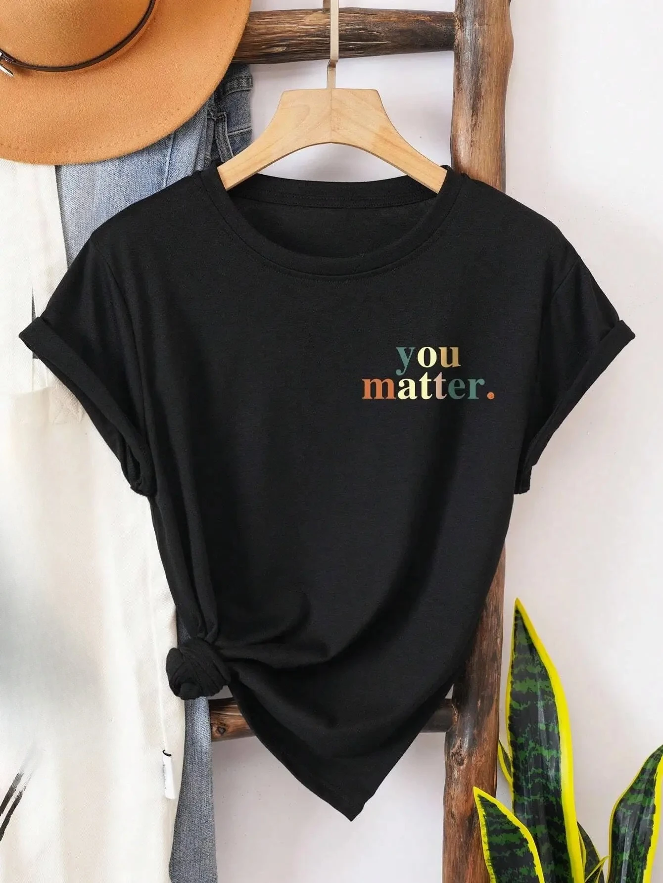 To The Person Behind Me Letter Prints Women T-Shirt Casual  Sleeve Street  Clothes Summer  Tee Shirts