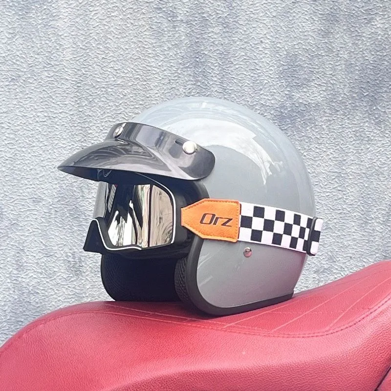 

ECE DOT Retro 3/4 Motorcycle Helmet Open Face Lightweight Cruiser Half Helmet with Goggles for Men Women Riding Safety