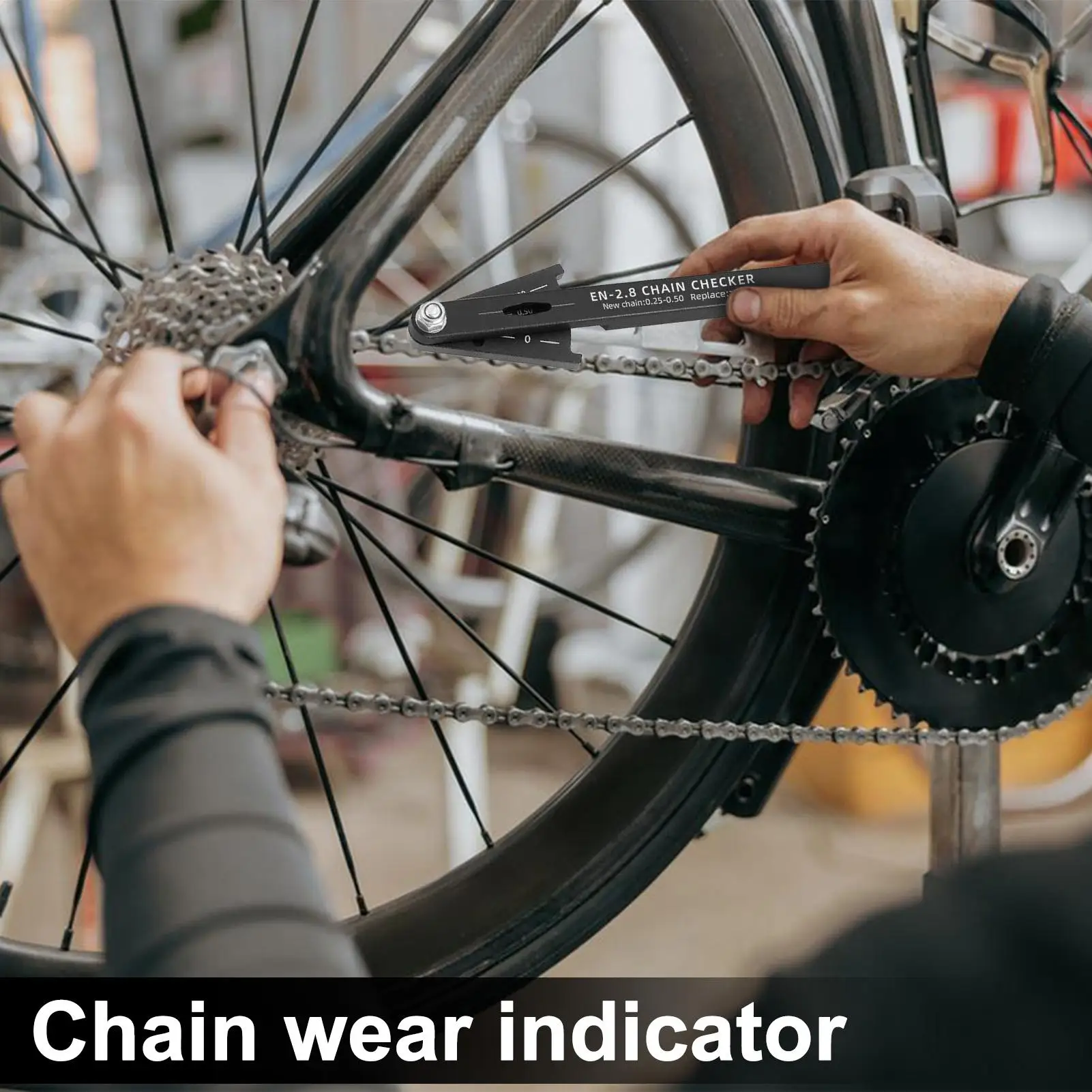 Chain Checker Tool Bike Chain Tool Accurate Measurement Test Gauge Portable For Road Mountain Bicycle Motorcycle Maintenance