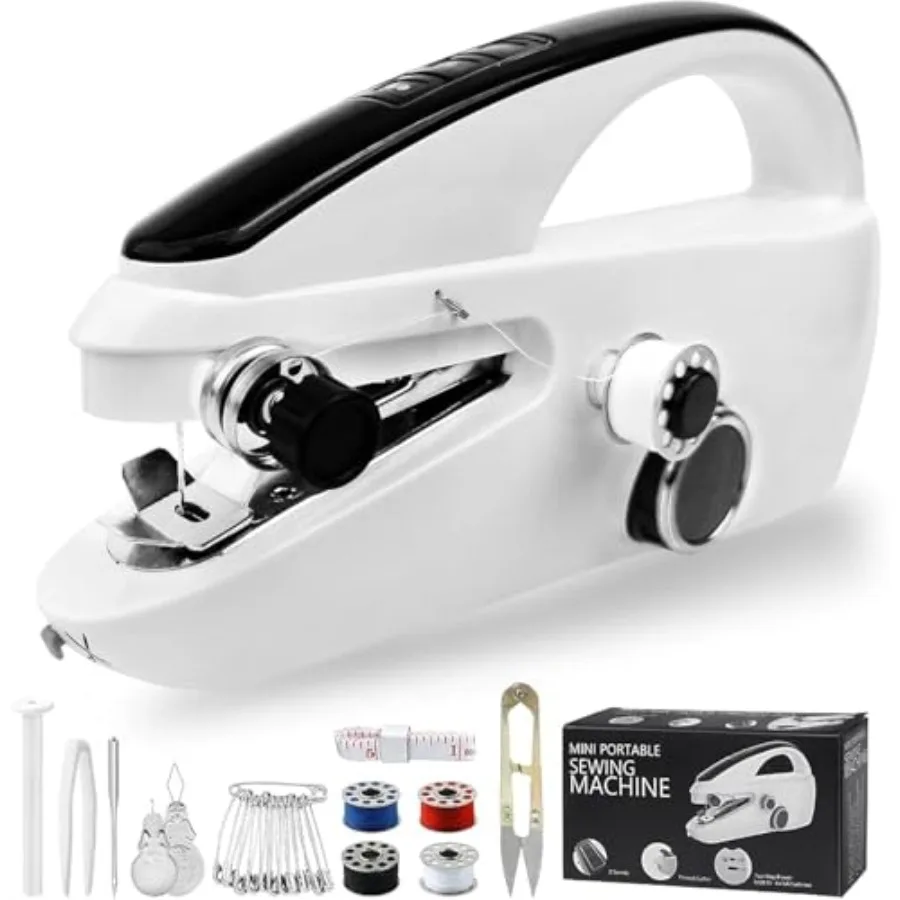 

Hand Held Sewing Machine for Hemming Adults Easy to Use Heavy Duty Rechargeable Cordless Sewing Machine with Test Fabric in Bla