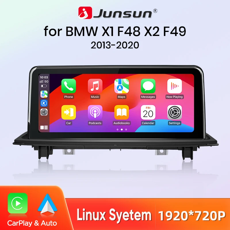 Junsun Linux System Drahtlose Carplay Android auto Multimedia Player Auto Radio Für BMW X1 F48 X2 F49 2013-2020 Bluetooth Airplay