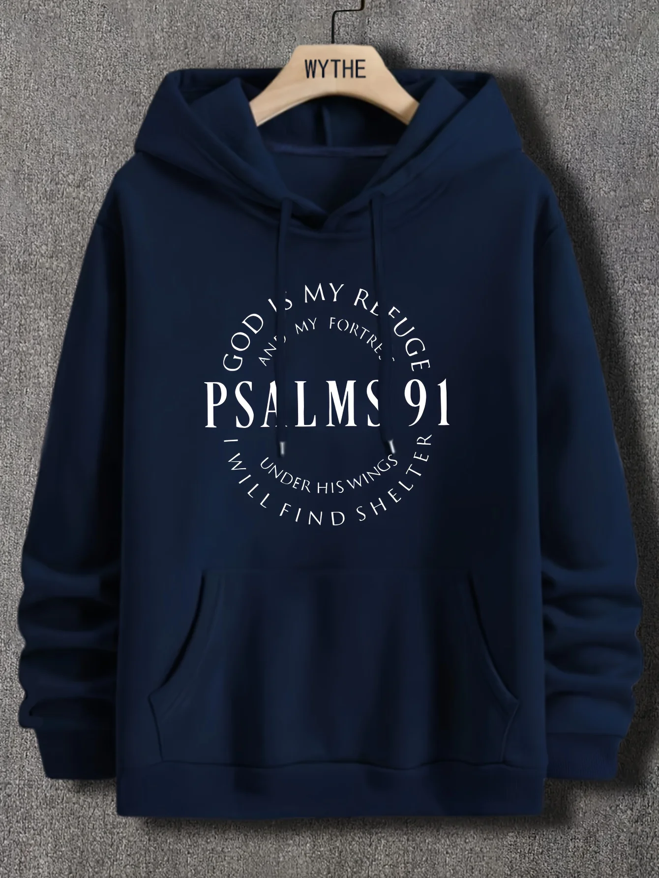 Men's Christian Inspired Psalms 91 Hoodie – 2026 Autumn New Brown Caramel Fleece Lined Top with 