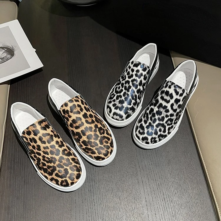 Women\'s Casual Canvas Slip on Sport Shoes 2023 New Spring Fashion Designer Leopard Print Sneakers Loafers Ladies Flat Shoes