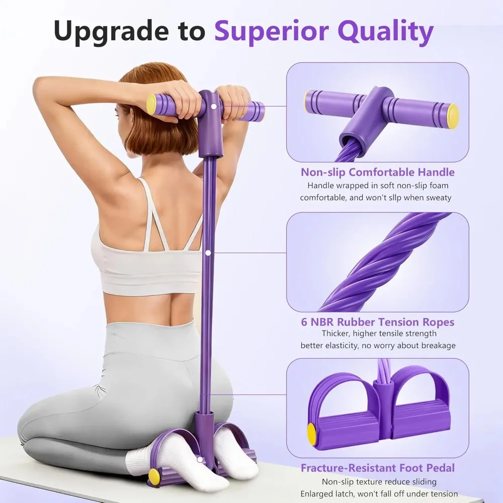 Upgraded 6-Tension Ropes Pedal Resistance Band with Handle for Legs Abs Training