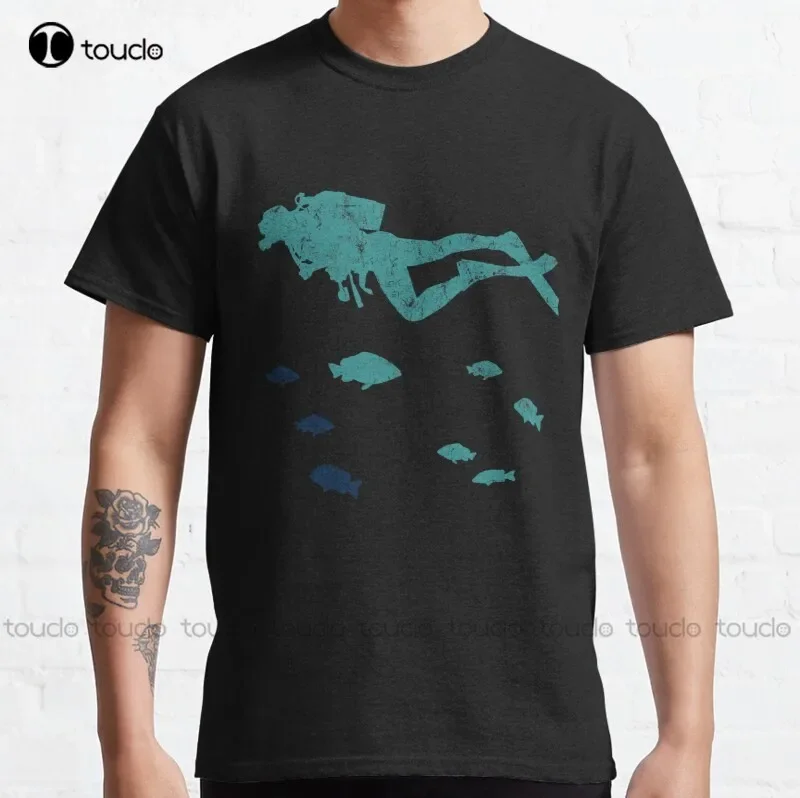New Vintage Scuba Diver Scuba Diving Classic T-Shirt Patriotic Shirts For Men S-5XL