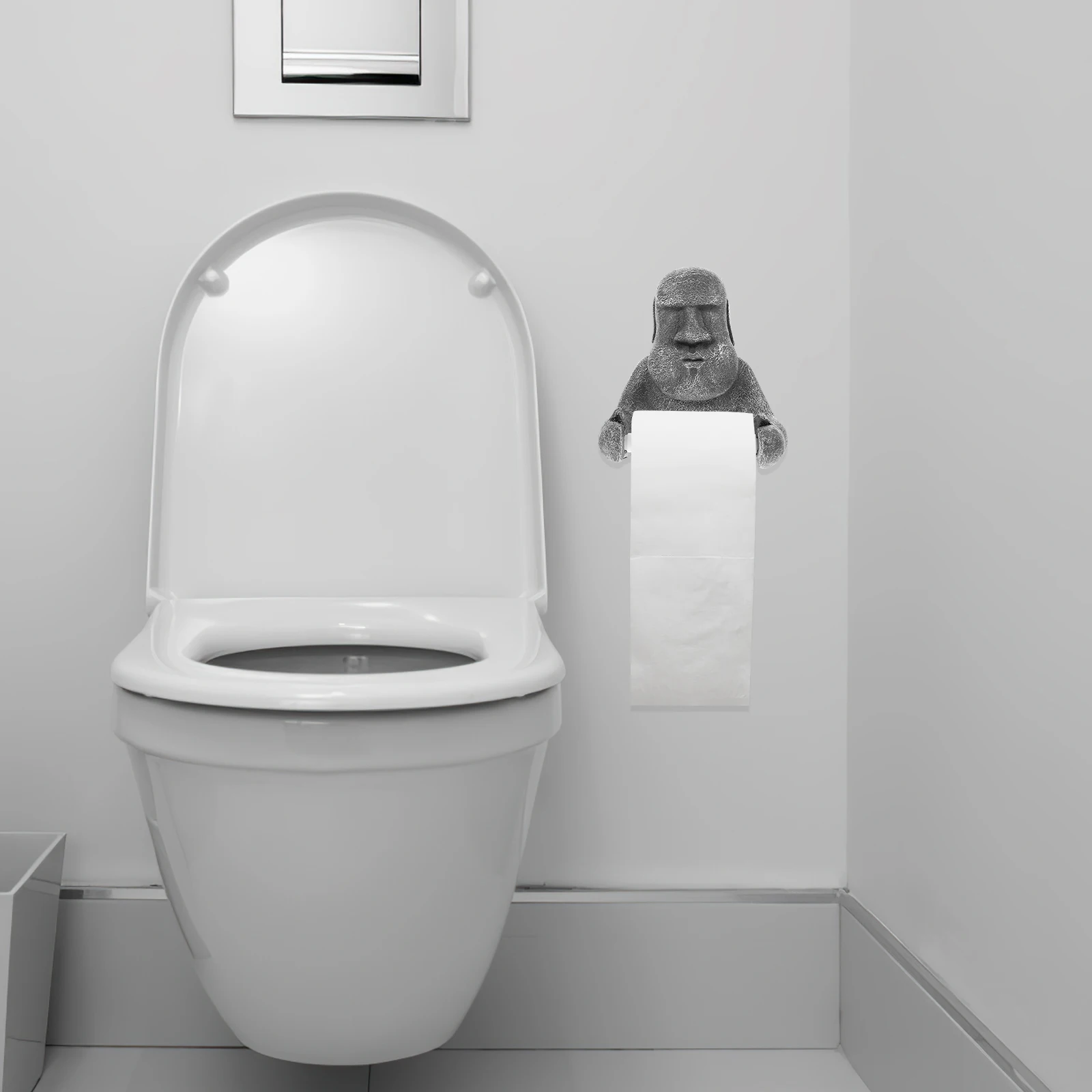 

Cute Paper Holder Square Resin Napkin Dispenser Bathroom Cute Paper Towel Holder Kitchen Home Decorative Moai Statue