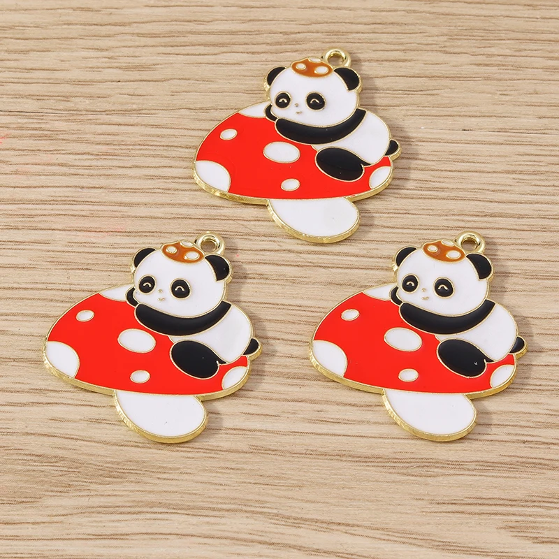 10 stücke mischen Cartoon Tier Charms Emaille Panda Bambus Charms Anhänger für Schmuck machen Halskette Armband Ohrringe DIY Handwerk Geschenk – Detail 9
