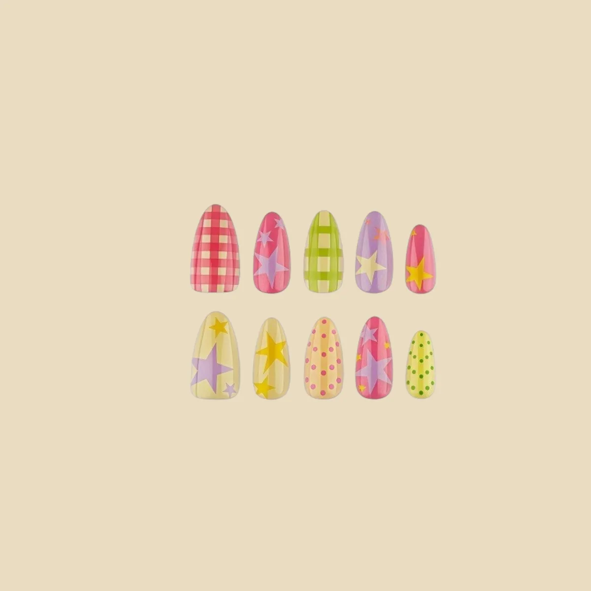 Chic Press On Nails Star Patterned Full Cover False Nails for Summer Beach Party Resin Manicure Kit 30pcs Durable