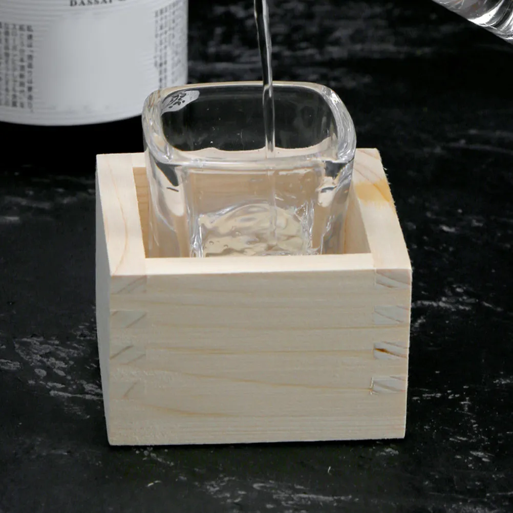 Caja de madera cuadrada japonesa para tazas de sake, 2 uds., acabado a mano, superficie de madera natural, tacto suave, mano de obra refinada, confiable y duradera